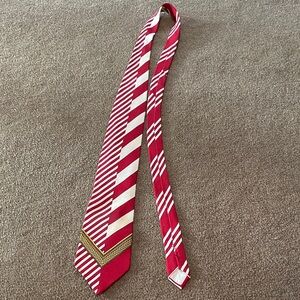 Versace Red and White Diagonal Striped Tie - Vintage